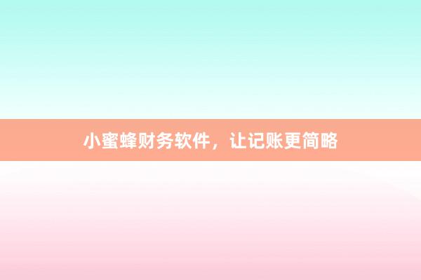 小蜜蜂财务软件，让记账更简略